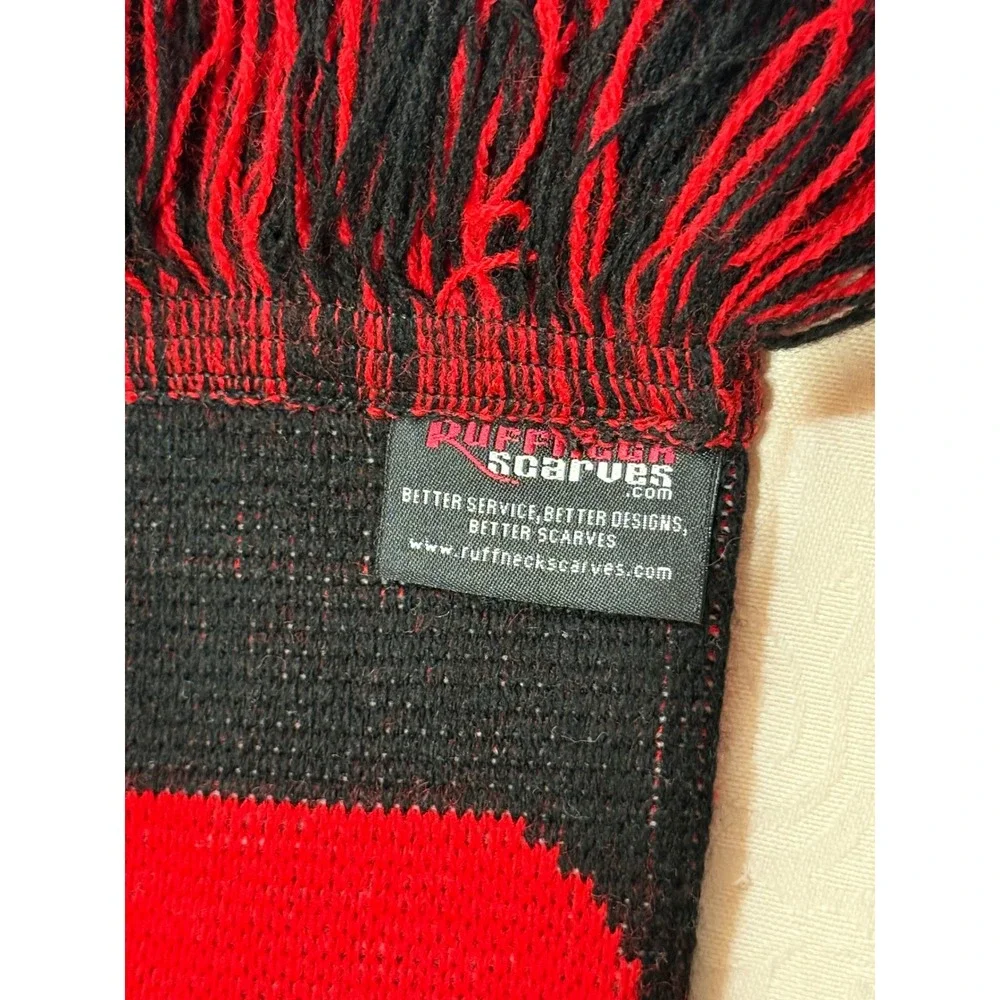 Saints Soccer Scarf‎ Red Black Knit Fringe Team Fan Merchandise Ruffneck Scarves